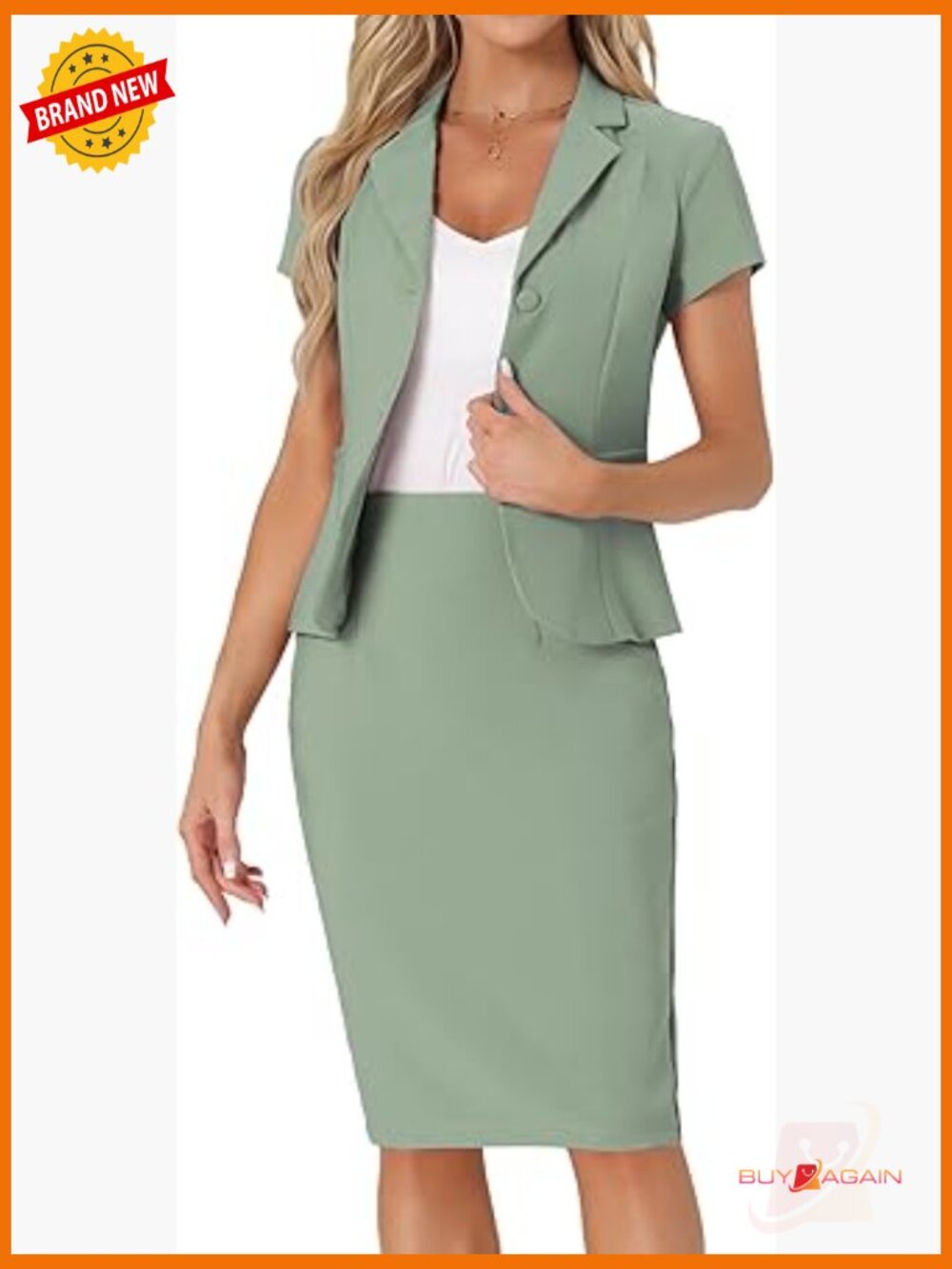 Women's 2 Piece Skirt Suit Set Blazer Pencil Skirt Business Professional